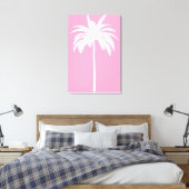  palmboom Witte roze tropische elastisch Canvas Afdruk (Insitu (Slaapkamer))