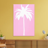  palmboom Witte roze tropische elastisch Canvas Afdruk (Insitu (Woonkamer))