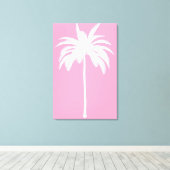  palmboom Witte roze tropische elastisch Canvas Afdruk (Insitu (Houten vloer))
