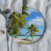 Palmboom, witte zandstrandknoop ronde button 6,0 cm (In situ)