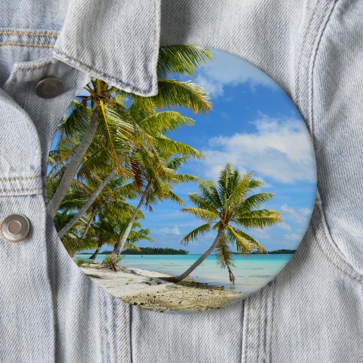 Palmboom, witte zandstrandknoop ronde button 6,0 cm (In situ)