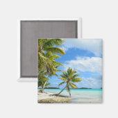 Palmboom witte zandstrandmagneet magneet (Voorkant / Achterkant)