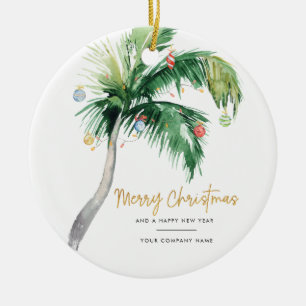 Palmboom Zakelijk Logo Prettig Kerstfeest Keramisch Ornament