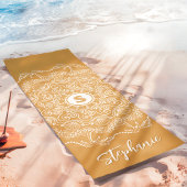 Palmboom Zeeschelp Mandala Monogram Goud Strand Yogamat