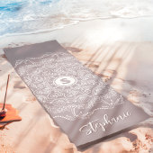 Palmboom Zeeschelp Mandala Monogram Lavendel Stran Yogamat