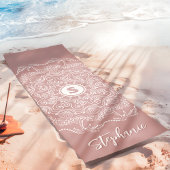 Palmboom Zeeschelp Mandala Monogram Mauve Strand Yogamat
