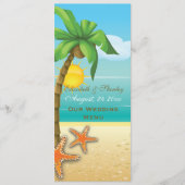 Palmboom & zeester strand bruiloft kaart (Voorkant)