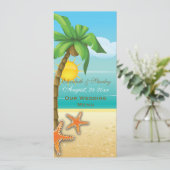 Palmboom & zeester strand bruiloft kaart (Staand voorkant)