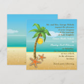 Palmboom & zeester strand zomer bruiloft kaart (Voorkant / Achterkant)