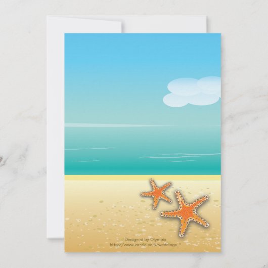 Palmboom & zeester strandbestemming bruiloft kaart (Achterkant)