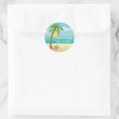 Palmboom & zeesterren strand bruiloft Save the Dat Ronde Sticker (Tas)