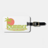 Palmboom zomer met zon en strand bagagelabel (Voorkant horizontaal)
