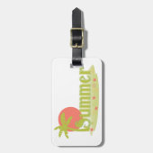 Palmboom zomer met zon en strand bagagelabel (Voorkant verticaal)
