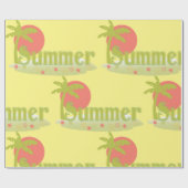 Palmboom zomer met zon en strand cadeaupapier (Vlak)