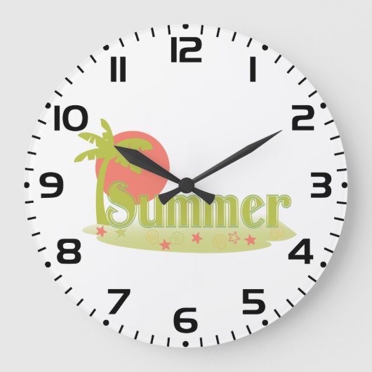 Palmboom zomer met zon en strand grote klok (Voorkant)
