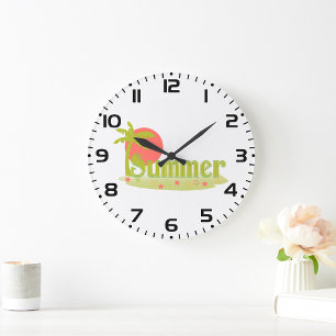 Palmboom zomer met zon en strand grote klok