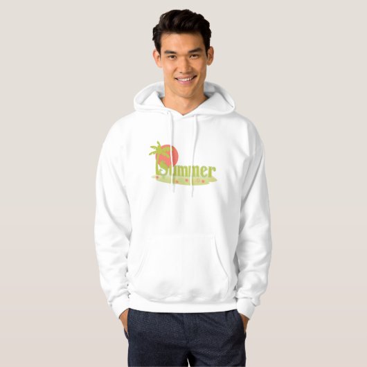 Palmboom zomer met zon en strand hoodie (Voorkant volledig)