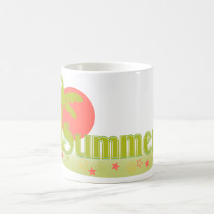 Palmboom zomer met zon en strand koffiemok