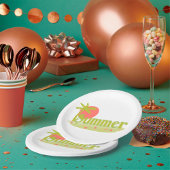 Palmboom zomer met zon en strand papieren bordje