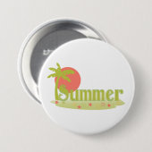 Palmboom zomer met zon en strand ronde button 7,6 cm (Voorkant /achterkant)