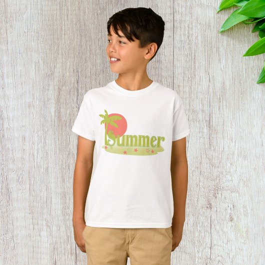 Palmboom zomer met zon en strand t-shirt
