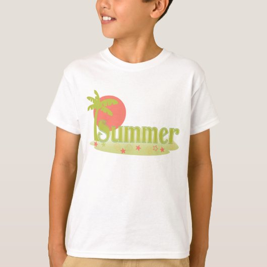 Palmboom zomer met zon en strand t-shirt (Voorkant)