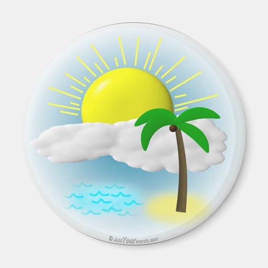 Palmboom, zon en strand magneet (Voorkant)