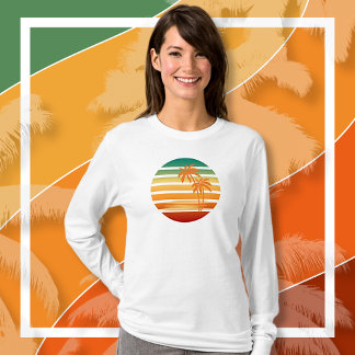 Palmboom Zon Lange Mouw T-shirt