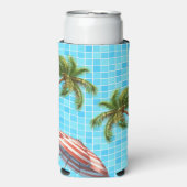 Palmboom Zon Paraplu Zomer Seltzer Blikjeskoeler (Seltzer Voorkant)