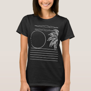 Palmboom Zon Strand Retro Zwart & Wit Minimalistis T-shirt