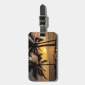 Palmboom zonsondergang bagagelabel (Voorkant verticaal)