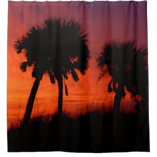 Palmboom Zonsondergang Douchegordijn (Voorkant)