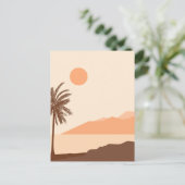 Palmboom Zonsondergang, Eiland, Boho Abstracte Kun Briefkaart (Staand voorkant)