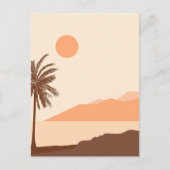 Palmboom Zonsondergang, Eiland, Boho Abstracte Kun Briefkaart (Voorkant)