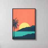 Palmboom Zonsondergang, Eiland, Boho Abstracte Kun Canvas Afdruk (Voorkant)
