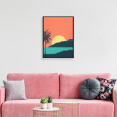 Palmboom Zonsondergang, Eiland, Boho Abstracte Kun Canvas Afdruk (Insitu (Woonkamer))