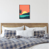Palmboom Zonsondergang, Eiland, Boho Abstracte Kun Canvas Afdruk (Insitu (Slaapkamer))