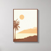 Palmboom Zonsondergang, Eiland, Boho Abstracte Kun Canvas Afdruk (Voorkant)
