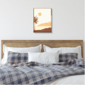 Palmboom Zonsondergang, Eiland, Boho Abstracte Kun Canvas Afdruk (Insitu (Slaapkamer))