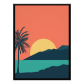 Palmboom Zonsondergang, Eiland, Boho Abstracte Kun Foto Afdruk (Voorkant)