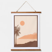 Palmboom Zonsondergang, Eiland, Boho Abstracte Kun Hangend Wandkleed (Voorkant)