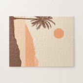 Palmboom Zonsondergang, Eiland, Boho Abstracte Kun Legpuzzel (Horizontaal)