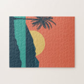 Palmboom Zonsondergang, Eiland, Boho Abstracte Kun Legpuzzel (Horizontaal)