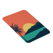 Palmboom Zonsondergang, Eiland, Boho Abstracte Kun Magneet (Rechterzijde)