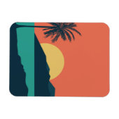 Palmboom Zonsondergang, Eiland, Boho Abstracte Kun Magneet (Horizontaal)