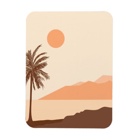 Palmboom Zonsondergang, Eiland, Boho Abstracte Kun Magneet (Verticaal)