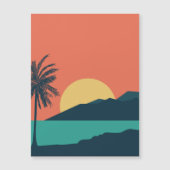 Palmboom Zonsondergang, Eiland, Boho Abstracte Kun Magnetische Uitnodiging (Voorkant)