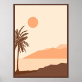 Palmboom Zonsondergang, Eiland, Boho Abstracte Kun Poster (Voorkant)