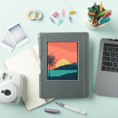 Palmboom Zonsondergang, Eiland, Boho Abstracte Kun Sticker (iPad Cover)