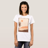 Palmboom Zonsondergang, Eiland, Boho Abstracte Kun T-shirt (Voorkant volledig)